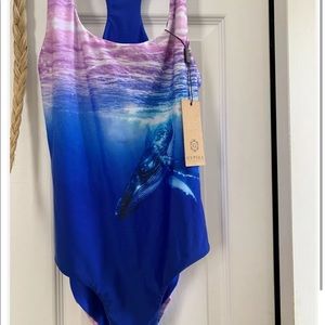 Gypsea AU Swimwear NEW RARE Humpback Whale Kohola Limited Edition Swimsuit L